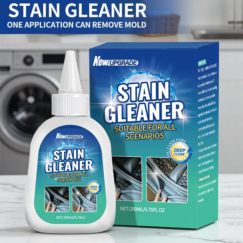 200ml Mold Remover Gel, Home Cleaner, Mildew Cleaner for Washing Machine Rubber Seal, No Drip Anti-Mold Gel, Remove Stubborn Mold Stains on Fridge Seals, Tile Grout, Bathroom & Kitchen Surfaces, No Scrub Required Safe Household Mildew Cleaning Gel