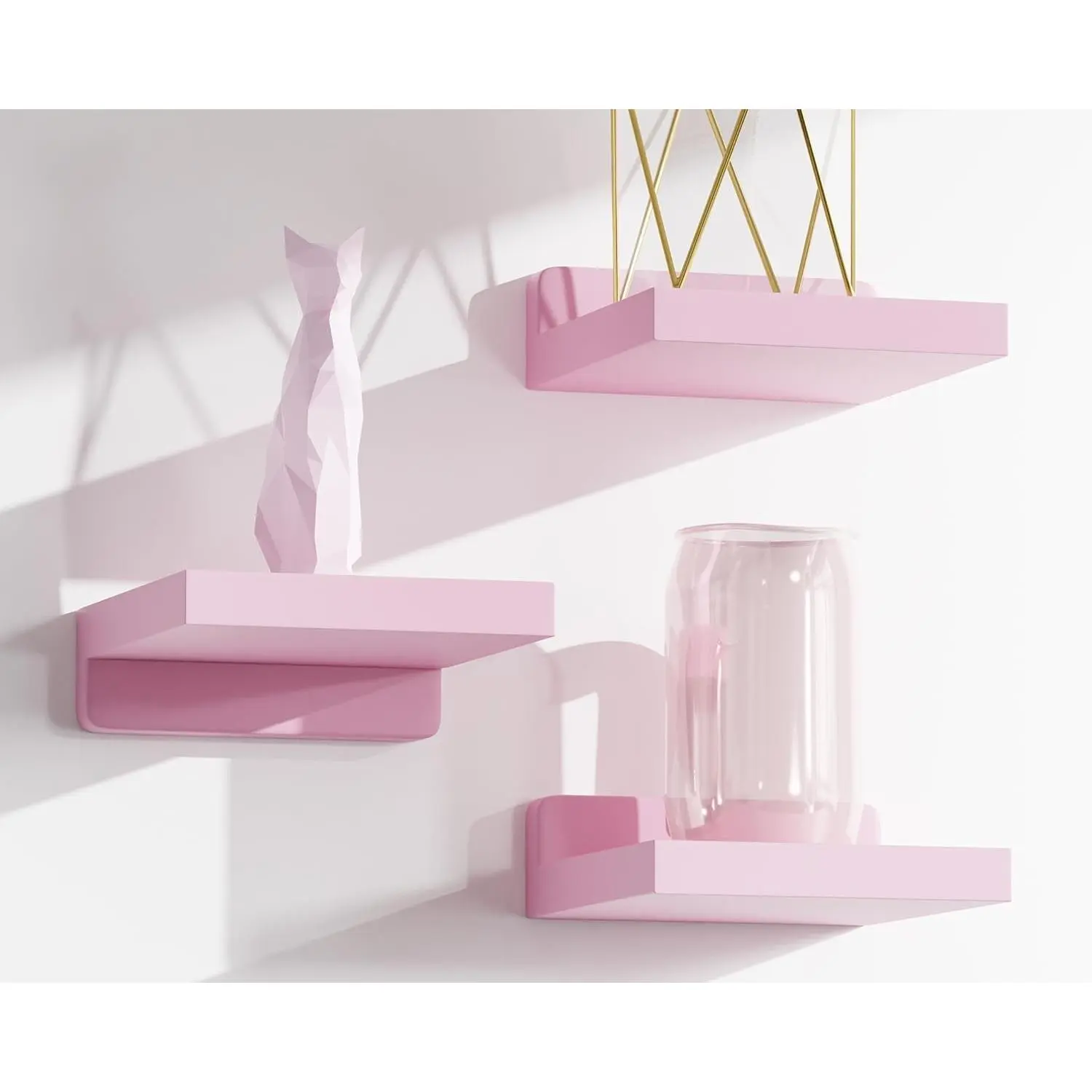 Small Floating Shelves Mini Shelves  Display 5 Inch Wall Shelf for Bathroom Livingroom Bedroom,3 Pack, with 2 Types of Installation,  for Room Decor