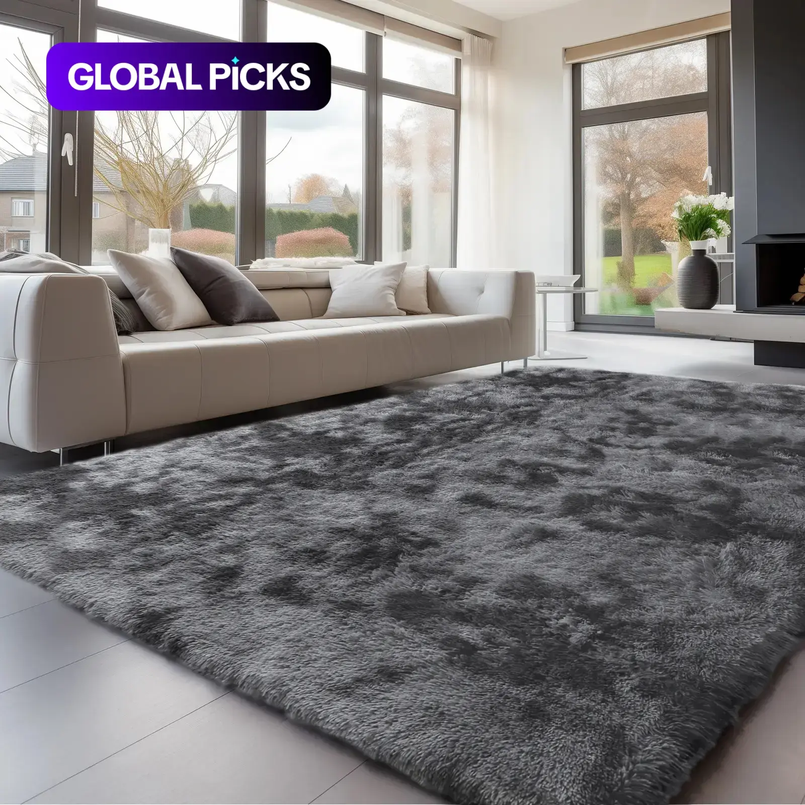 Large Shag Area Rugs, Tie-Dyed Plush Fuzzy Rug for Living Room, Ultra Soft Fluffy Furry Rugs for Bedroom, Indoor Carpet Nursery Rugs for Kids Room Home Decor Fluffy Modern Rug #GLOBAL PICKS