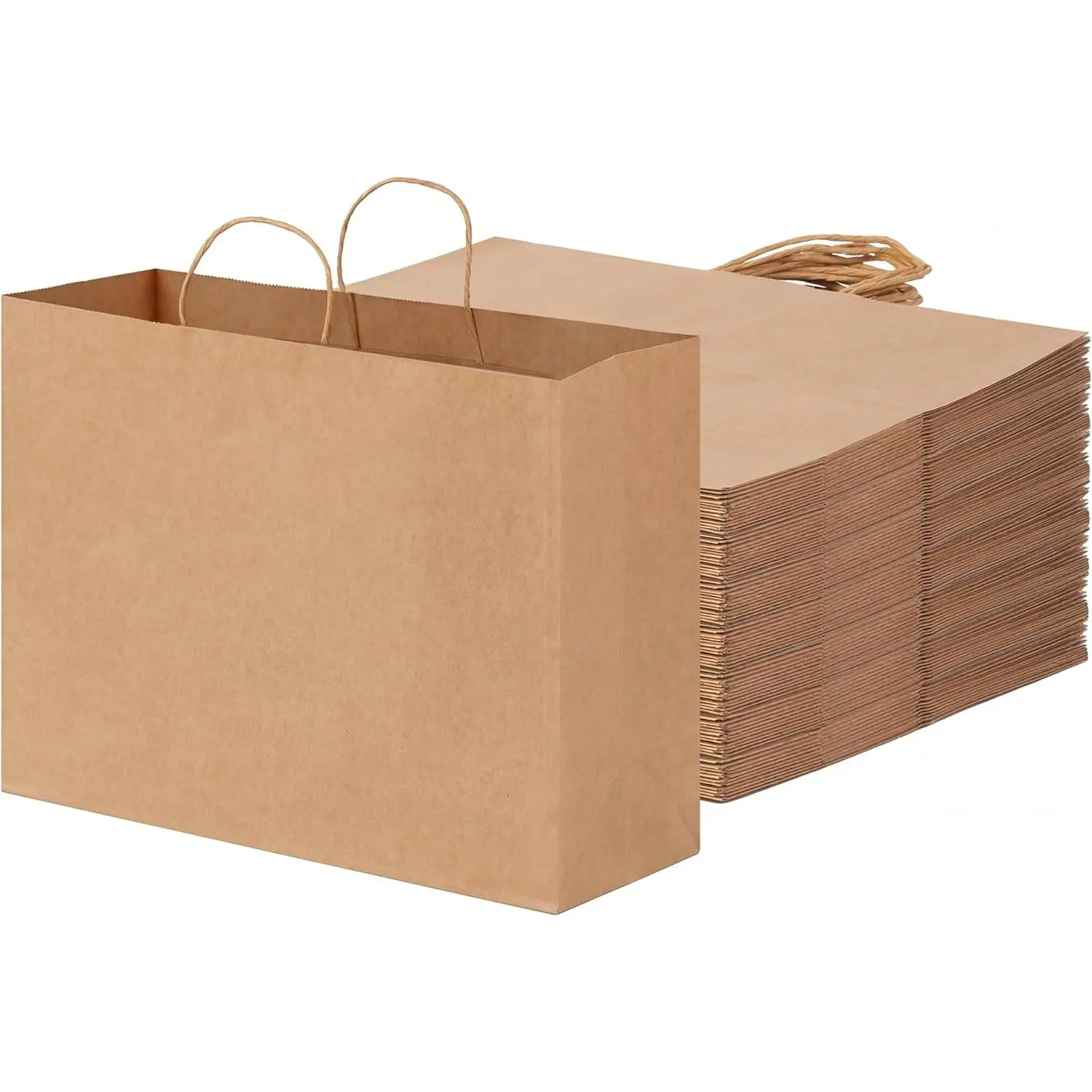 60 count 16x6x12 Inch Large Paper Bags with Handles,  Brown Paper  Bags for Business, Merchandise, Gifts, Shopping, Retail Stores, Birthday Party