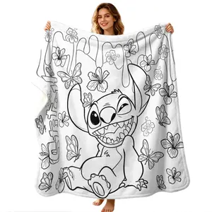 Creative Hand-Drawn Blanket, Digital Print Flannel, Modern Style, Holiday Gift, Wall Hanging, Sofa Bed Cover, Outdoor Travel Blanket