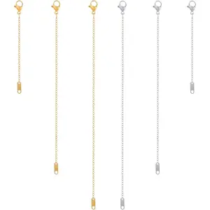 KOPOX 6 Pcs Gold and Silver Plated Necklace Extenders for Necklaces, 2", 4", 6" Delicate Necklace Extender Chain Set for Women Jewelry Making