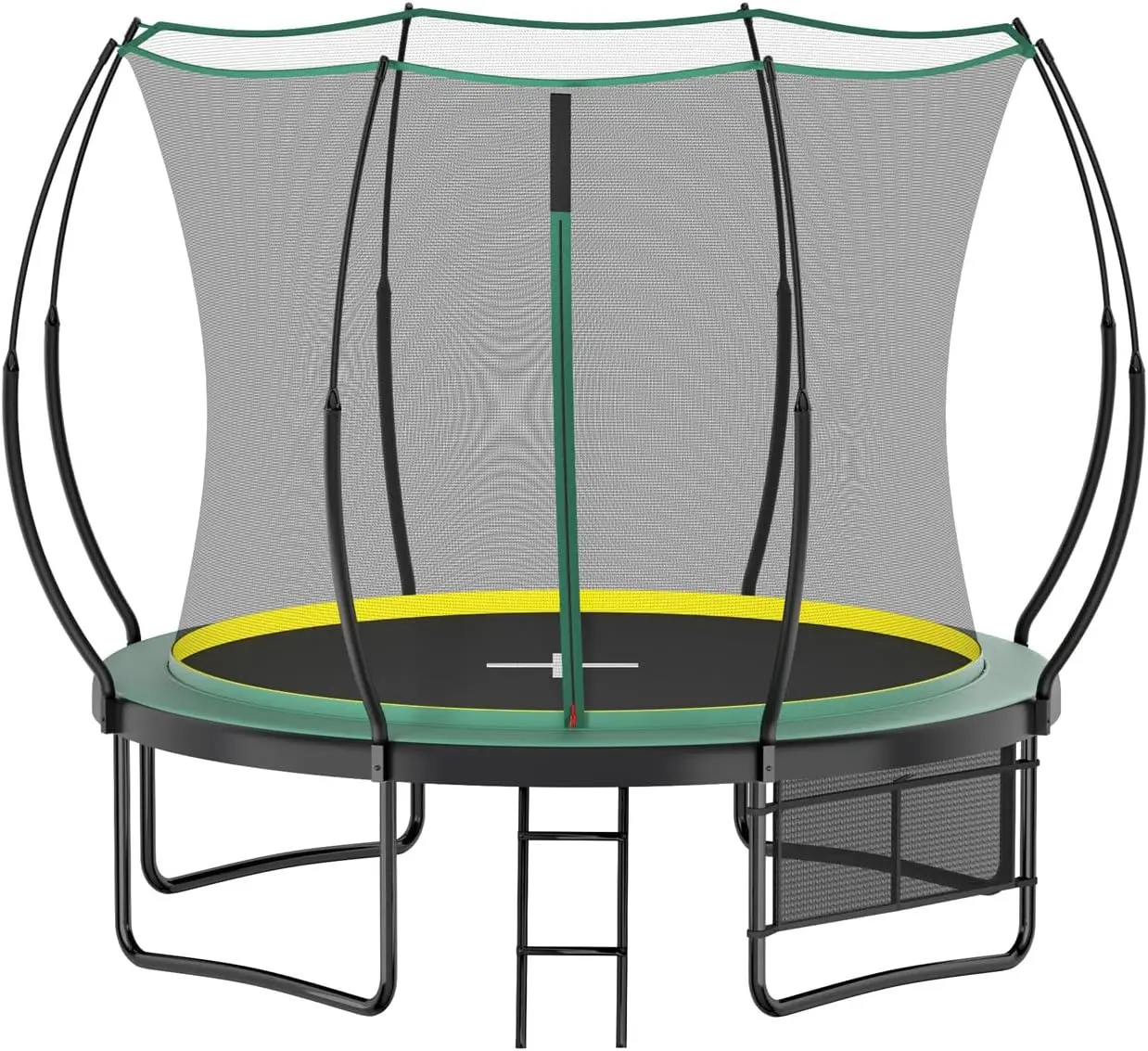 10ft Round No-Gap Bungee Trampoline for Teenagers - Durable Double-Layer PVC Mesh Fabric, Robust Galvanized Metal Pipe Frame, Fiberglass Poles, Fast Assembly, Low Noise, Stable, Ladder, Zip Closure Shoe Bag, Outdoor Bouncing Toy