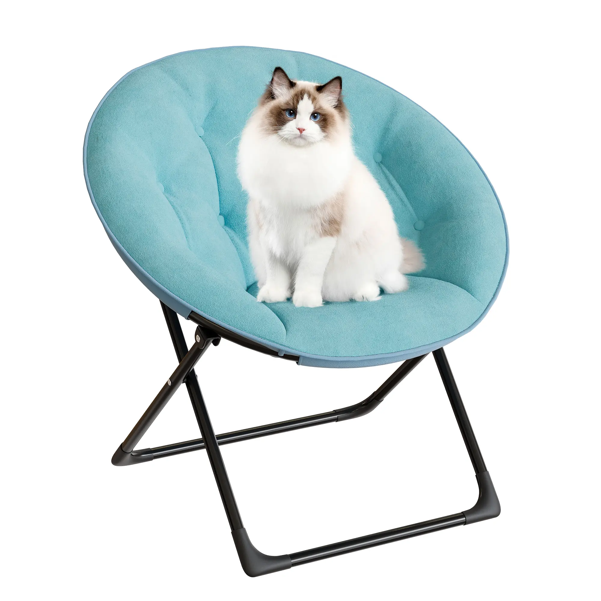 Saucer Chair For Adults,Faux Fur XL Circle Chair for Bedroom Foldable Lounge Chair with Non-Slip Base for Small Spaces