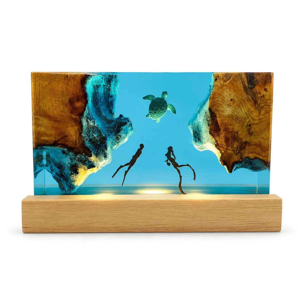 Ocean Resin Handicrafts, Turtle and Diver High-End Decorative Gift Ornament, Unique Home Decor Light, Perfect Unique Gift Idea, Figures, Resin Turtles, Animal Resin Figurine, Resin Animal Sculptures, Resin Animal Figurines, Decorative Ornaments