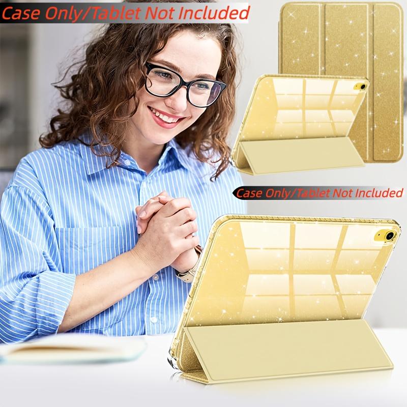 iPad A16 Case 11th/10th Gen 2022, Sparkly Slim Cover with Pencil Holder, Shiny Clear Back Shell for Kids and Girls