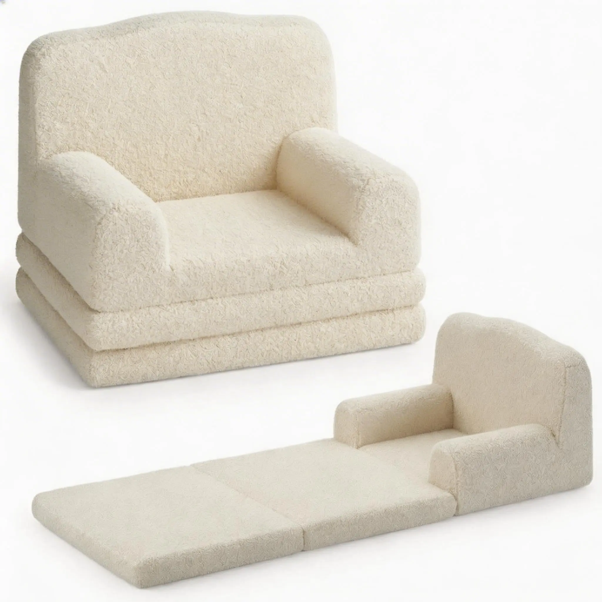 Garvee Modern and Rustic Wave-Edge Dining Tables with Convertible Sofa Chair, Washable Cover, Comfy Design, Fold-Out Bed, Waterproof MDF Tops, Metal Frames, Seats 4-8, Easy Assembly for Dining Room, Kitchen, Playroom, Nursery