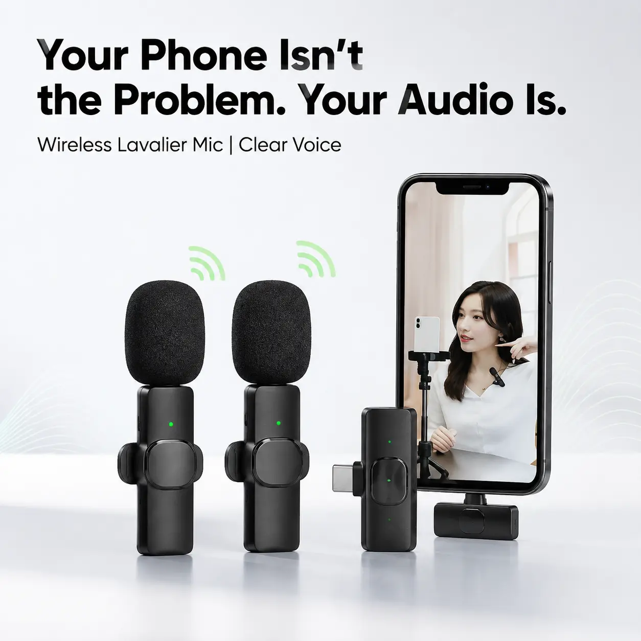 Noise Reducing Carbon Mini Ribbon Mic K9 Wireless Lavalier Microphone for Cell Phones, Rechargeable Podcast Kit with Hands Free Holder, Professional Audio Equipment Vlogging, Interviews & Content Makers intelligent the bluetooth radio joying 12.3 android