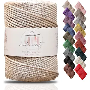 Premium 3mm Latte Macrame Cord 131 Yards (394 Feet) Polyester Polypropylene Cord for Crochet Crafts Wall Hangings Bags Underplate Rugs