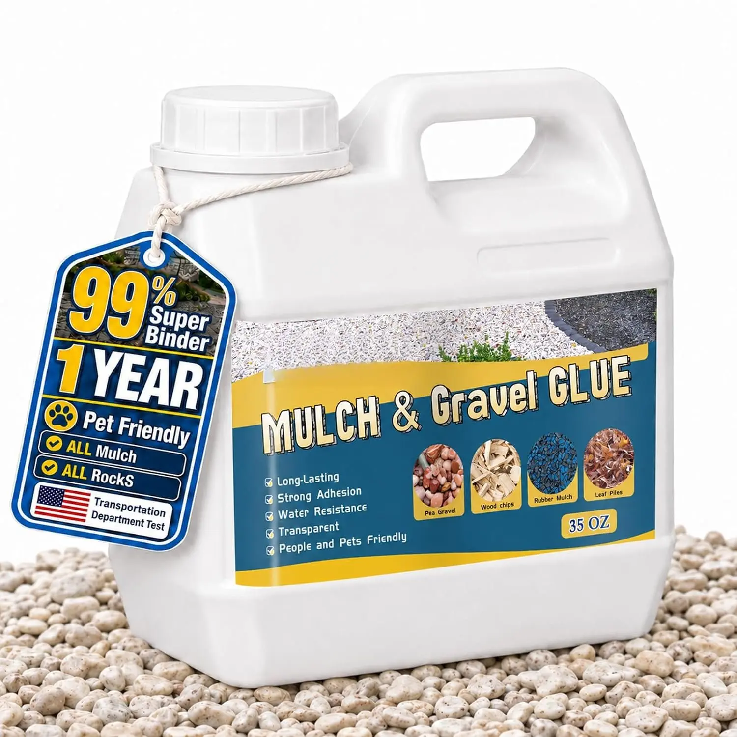 Mulch and Gravel Glue, Concentrated Rock  Glue for Landscaping, Pea Gravel, Pebble, Rubber Mulch, Paths & Patios, Pine Straw for Outdoor (35 OZ)