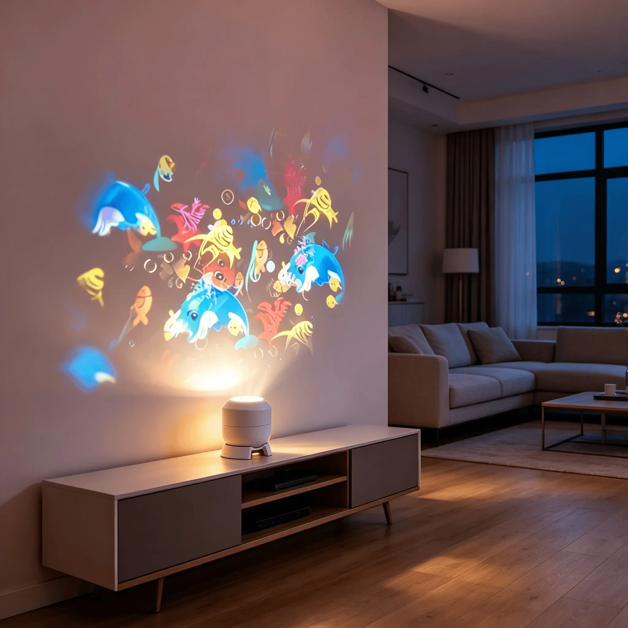 Dynamic Ocean Projection Night Light, LED Decorative Projector, 360° Rotating Desk Lamp, USB Powered, Soft Lighting for Indoor Spaces