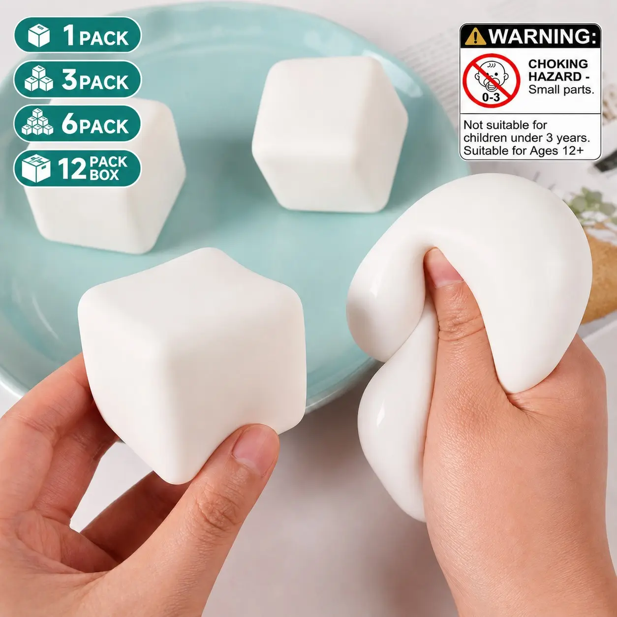 Plastic Moldable Slow-Return Toy, Creative Simulation Bean Curd, Compression Toy, Birthday Gift, Christmas Party Favors, Squishy Toys