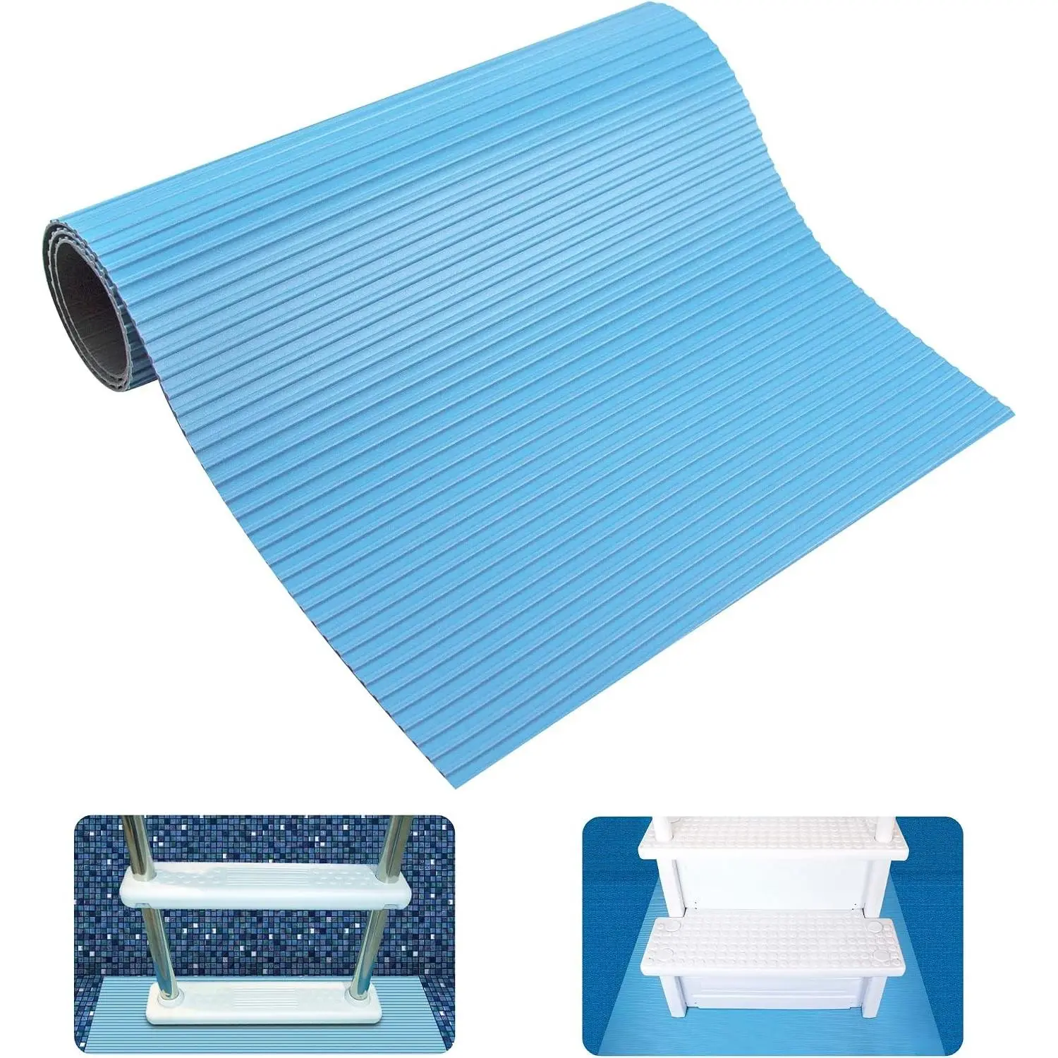 Protective Pool Ladder Mat for Above Ground Pools – Safety & Stability for Stairs, Steps & Ladders – Premium Durable Material, 9" x 24"