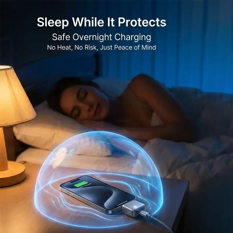 Smart Fast Charger Adapter with Auto-Off Protection, Safe Overnight Charging, Compatible with Apple & Android, Compact and Portable
