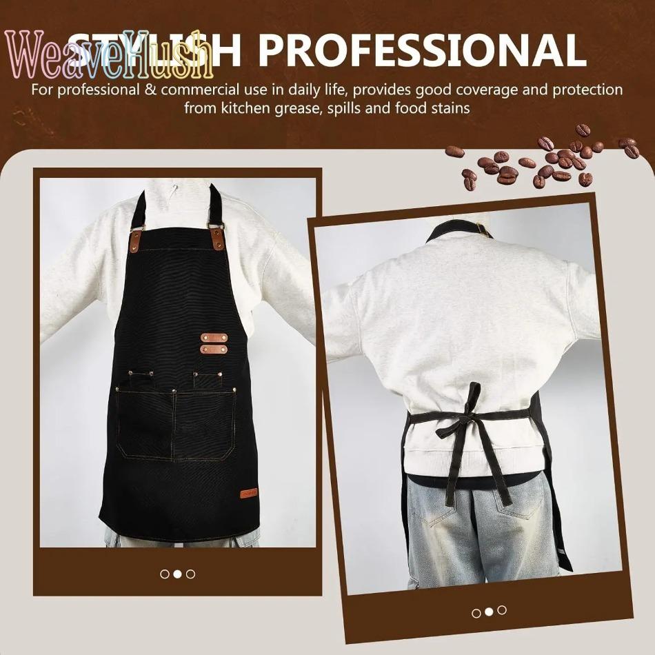 Premium Chef Apron for Men & Women, Oil & Stain Resistant Cooking Apron with Large Pockets, Adjustable Comfortable Waterproof Bib Apron Perfect for Home Cooking, Baking, Grilling, BBQ, Camping, Backyard Parties & Commercial Kitchen Chef Use
