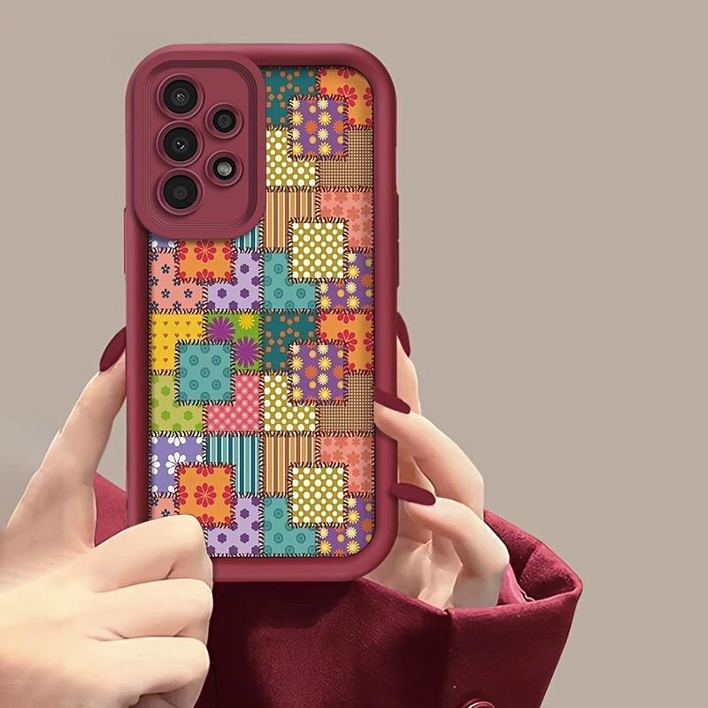 Vintage Patchwork Pattern Mobile Phone Case for Samsung Galaxy S26 S25 S24 S23 S22 S21 Fe Plus Ultra A13 A14 A15 A16 A17 A33 A34 A35 A36 A52 A53 A54 Note20 Anti-dust, Fashionable, High-end, Gift