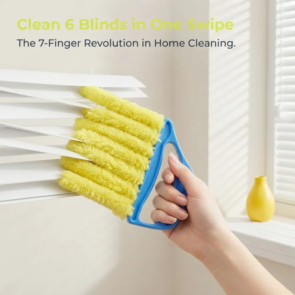 Hand‑Held Window Blind Cleaning Brush, Heavy‑Duty Dust Remover for Blinds, Air‑Conditioning Vents and Curtains, Yellow Household Cleaning Tool