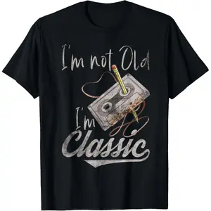 I'm Not Old I'm Classic Cassette Tape Pencil Retro Vintage T-Shirt