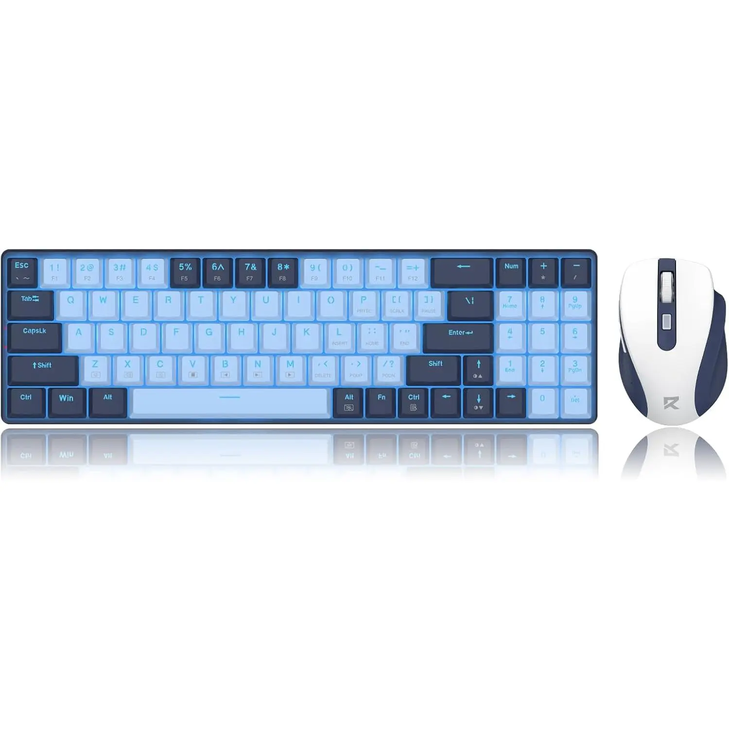 Redragon BS8773 Wireless Gaming Keyboard and Mouse Combo - 78-Keys 2.4Ghz Low-Profile Mechanical Red Switch, Slim Compact Design, Single Blue Backlit, Ergonomic Keyboard Stand, 2400 DPI Max Mouse with Comfort Grip, 5 Adjustable DPI Levels, PC Accessories,