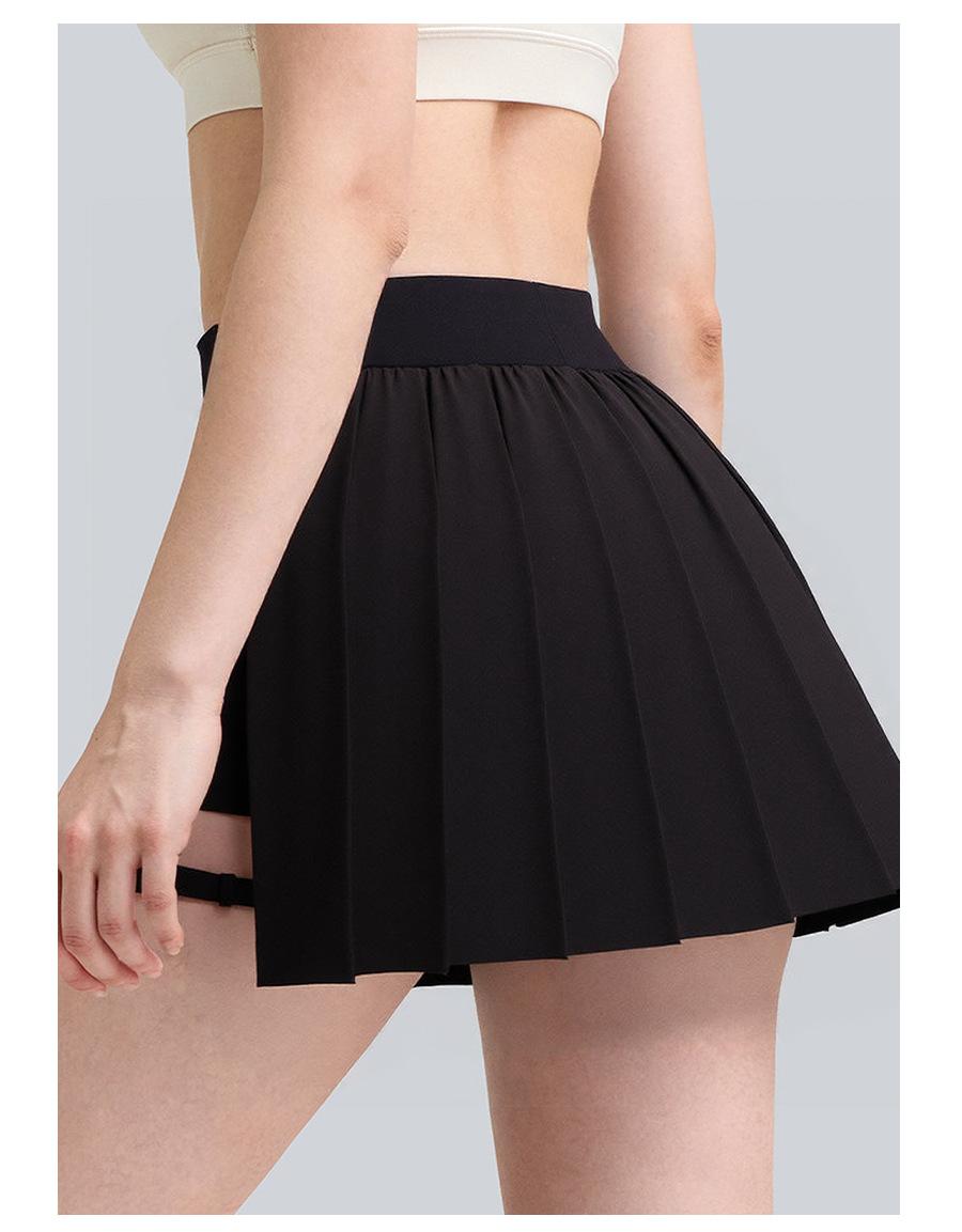 Breezeful High Waisted Pleated 2-in-1 Side & Pocket Asymmetric Hem Quick Dry Mini Dance Skirt Anti glare women's yoga clothes pleated skirt sports short skirt suitable for outdoor running tennis skirt, Daily outfit, Date attire-03