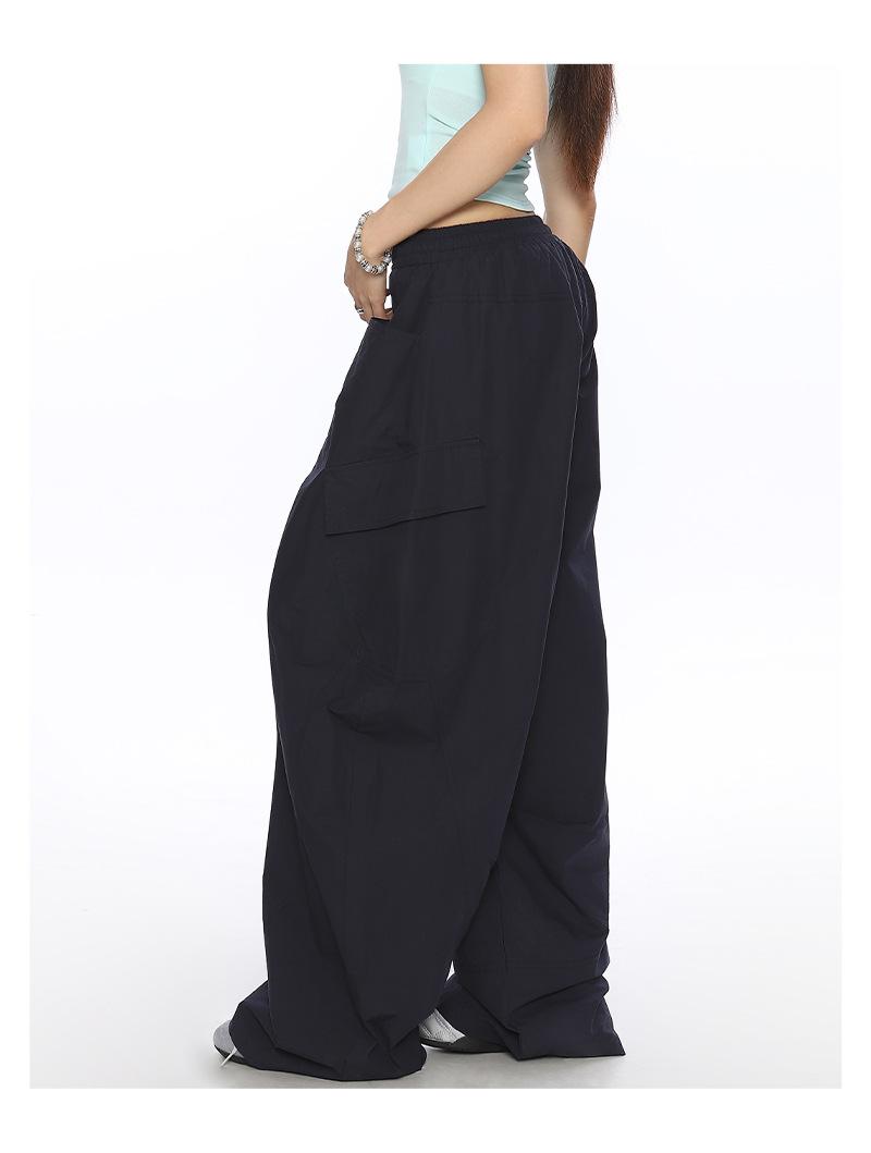 Women's American Vintage Lightweight Quick-Dry Cargo Parachute Pants - 2026 Summer New Loose Fit Slimming Wide-Leg Casual Trousers
