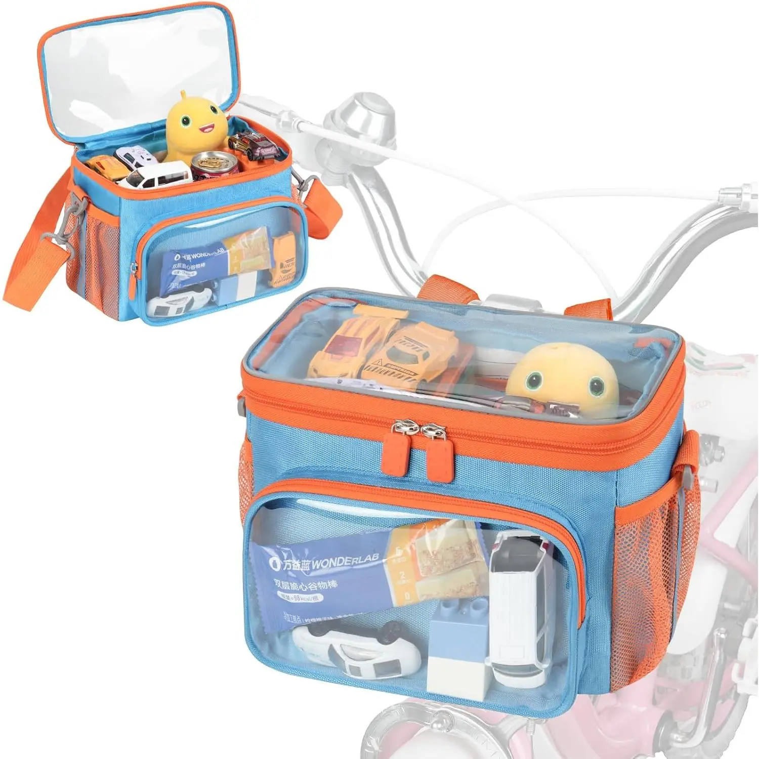 Outdoor sports Kids Bike Basket, Front Frame Handlebar Bag for Toddler Scooter Tricycle Bicycle, Cute Small Fabric Bicycle Basket for Boys & Girls,