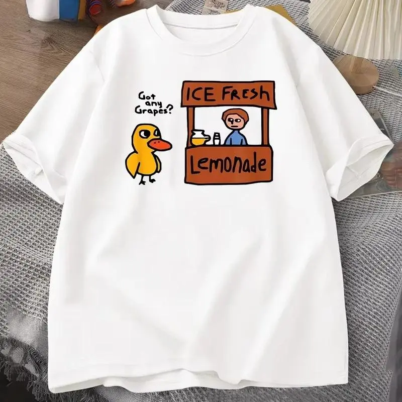 Got Any Grapes Duck Song Graphic T-Shirt, Men's Streetwear Round Neck Shortsleeve Cotton Tee, Women's Clothes Casual Summer Top, Funny Shirts, Duck-Themed Men's Short-Sleeve T-Shirts