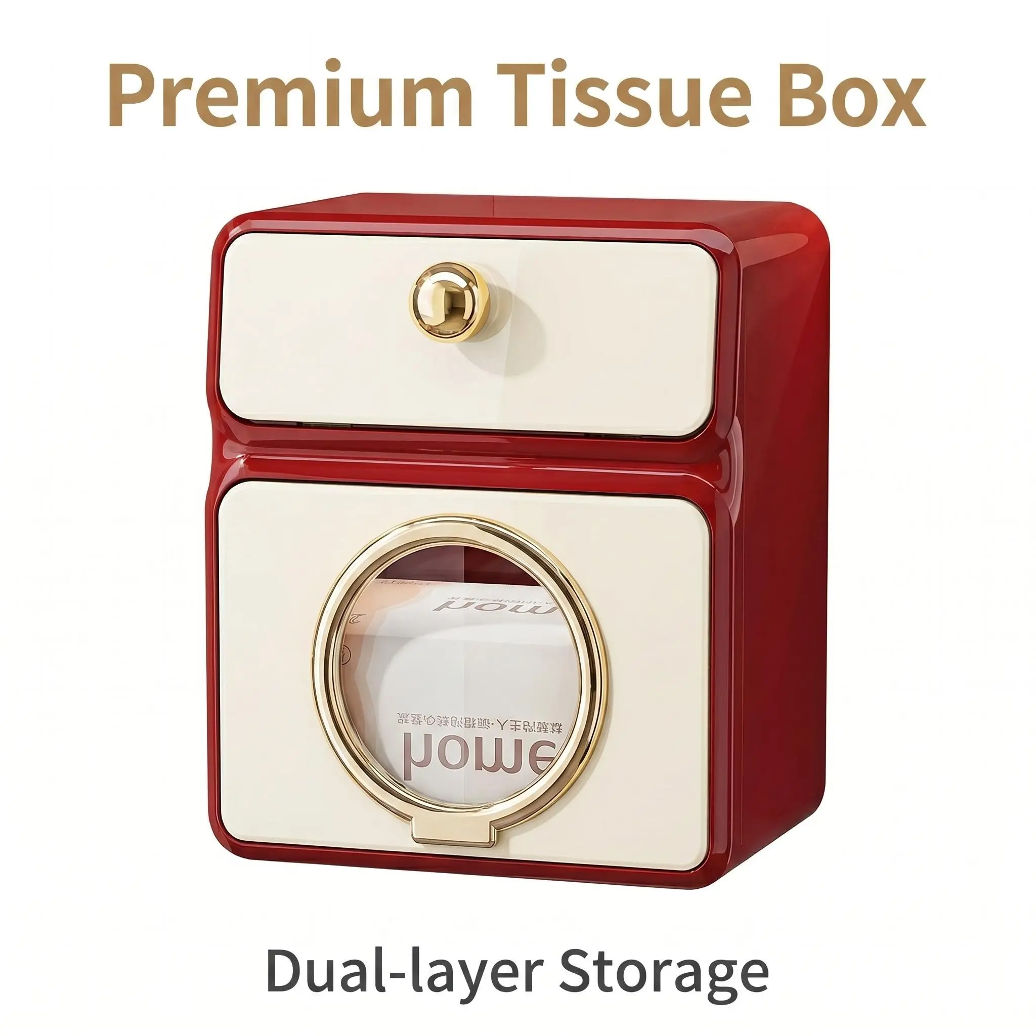 Luxury Wall-Mounted Paper Towel Holder, No Drilling Required, Bathroom Twin-Layer Artistic Napkin Dispenser, Toilet Tissue Organizer