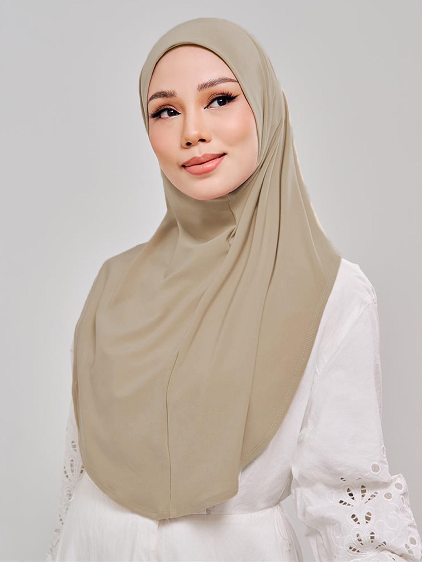 Women's Fashion Solid Elastic Chin Cover Headscarf, Sport Hijab Scarf for Daily Wear, Breathable Abaya Headband, Casual Modest Style