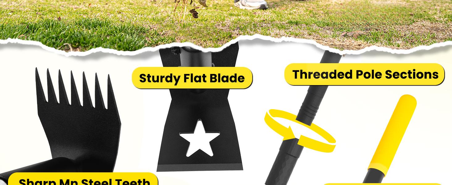 2-in-1 Manual Weeds Remover,Weed Puller Tool with Long Handle 68", Heavy Duty Weed Rake and Garden Hoe Combo, Stand Up Weeder Uprooting Weeding Pull Tool for Garden Yard Lawn Patio