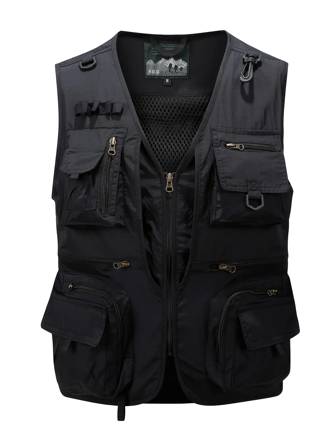 1 PC Men's Multi-Pocket Jacket Gilet, Waistcoat Vest in Spring and Summer, Men's Workwear Jacket, Pure color, Lightweight and breathable, Multi-functional, Suitable for outdoor sports, mountain climbing, fishing, photography and daily commuting