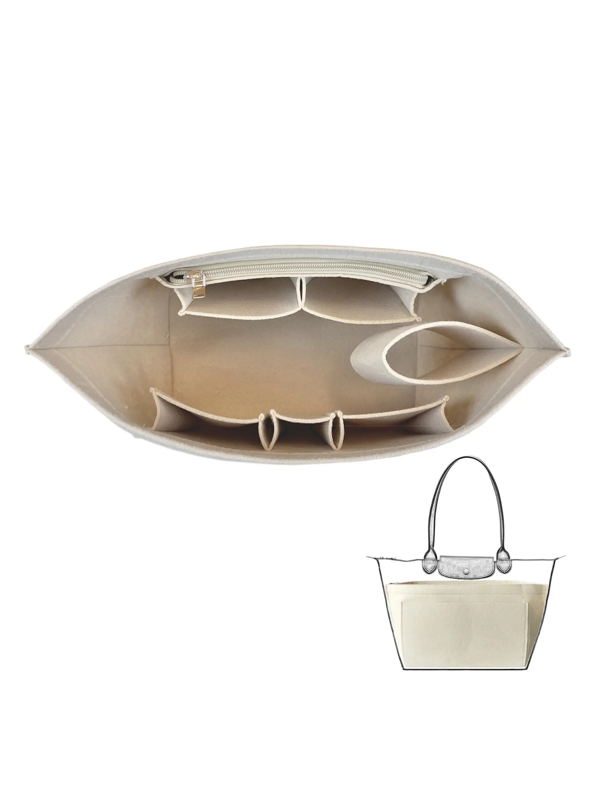 Canvas Handbag Organizer Lining, Multi-Pocket Insert for Large Handbags, Elegant All-Season Storage Accessory, Perfect for Organizing Essentials