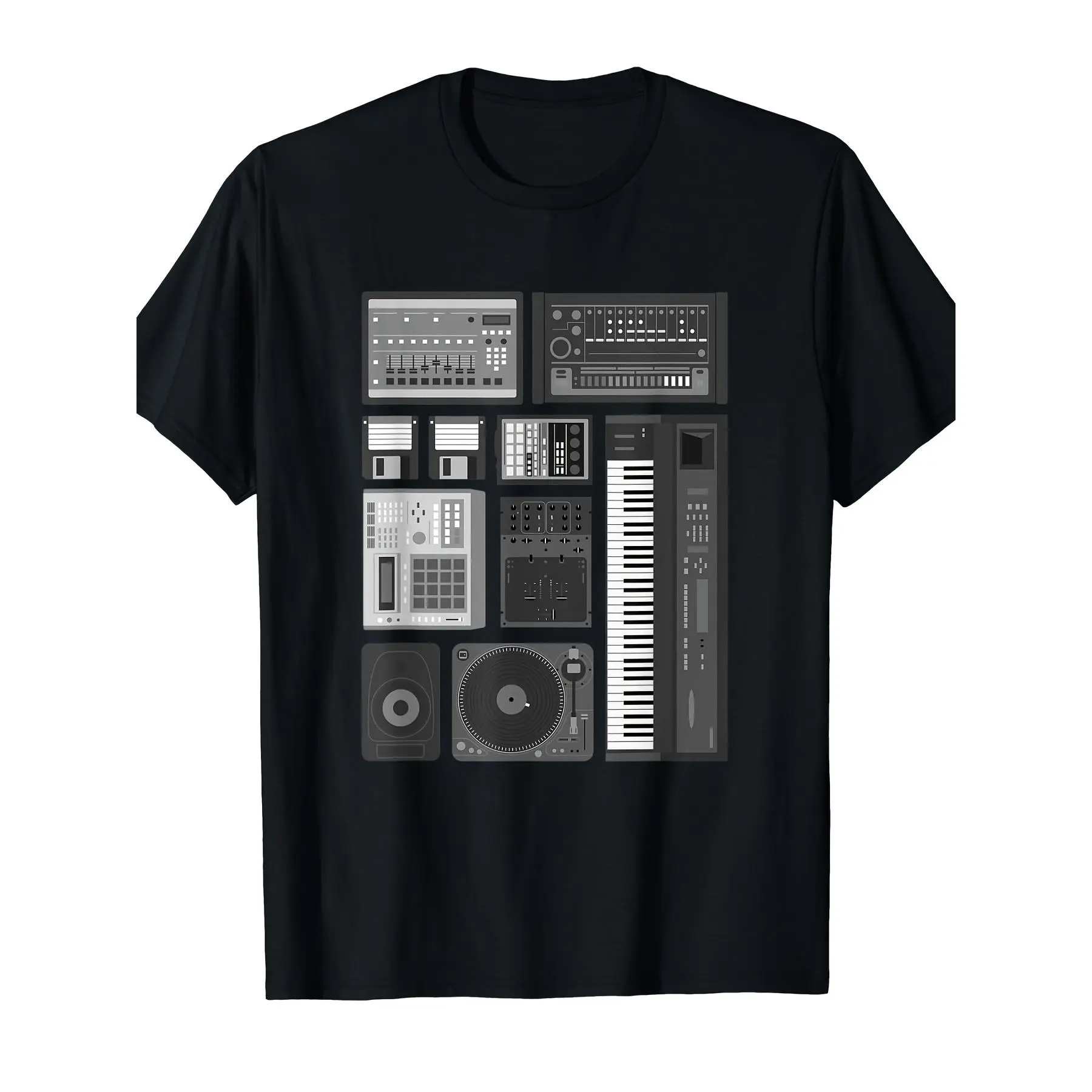 Men's Electronic Music Production T-Shirt - Tech Graphic Tee with DAW Software Design, Soft Breathable Round Neck Short Sleeve Shirt Suitable for DJs, Music Producers, Studio & Performances, Machine Washable Casual Wear