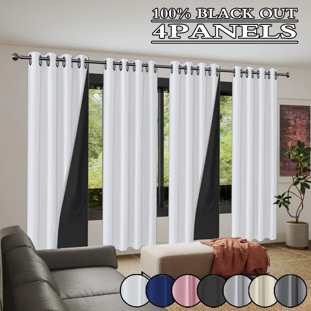 4 pieces, using film coating technology, sunscreen, heat insulation, privacy curtains, 100% blackout curtains, top perforated hanging method, suitable for living room, bedroom, kitchen, bathroom, home decoration, room decoration