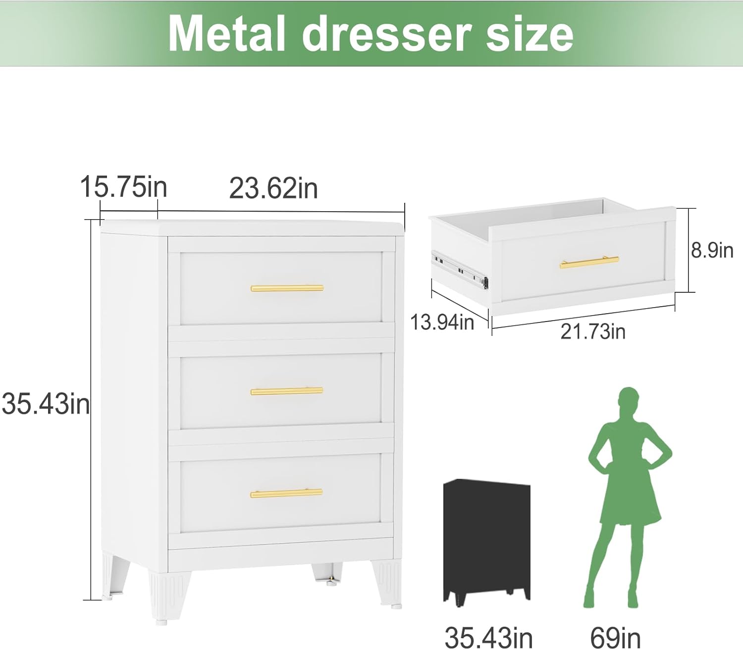 Metal Dresser Tall Narrow Dresser for Bedroom Chest, 53.46" H Drawer Chest, Closet Dressers & Chests of Drawers for Living Room, Hallway (5 Drawers White 24inch Wide) Metal Dresser Tall Narrow Dresser for Bedroom Chest, 53.46" H Drawer Chest, Closet Dressers & Chests of Drawers for Living Room, Hallway (5 Drawers White 24inch Wide)