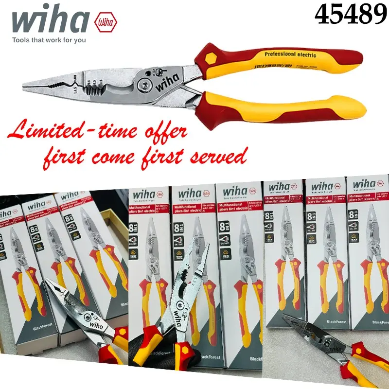 Wiha 45489 Long Nose Pliers, Professional Precision Hand Tool with Ergonomic Non-Slip Grip for Electrical Wiring, Industrial Maintenance & Mechanical Repair, Wire Tools