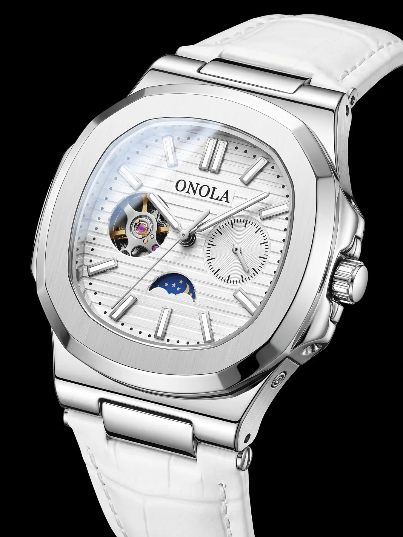 ONOLA Men's Business Mechanical Watch, Open-Heart Tourbillon-Style Design with Automatic Winding, 3ATM Water-Resistant Analog Wristwatch, Exquisite Watch, Perfect Christmas Gift