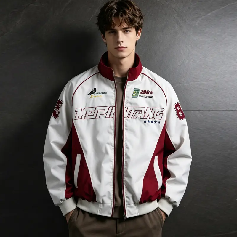Fashionable jacket, trendy men's top, motorcycle jacket, mountaineering jacket, wash water label fashionable motorcycle jacket, men's trendy spring and autumn cross-border hot selling embroidered men's top