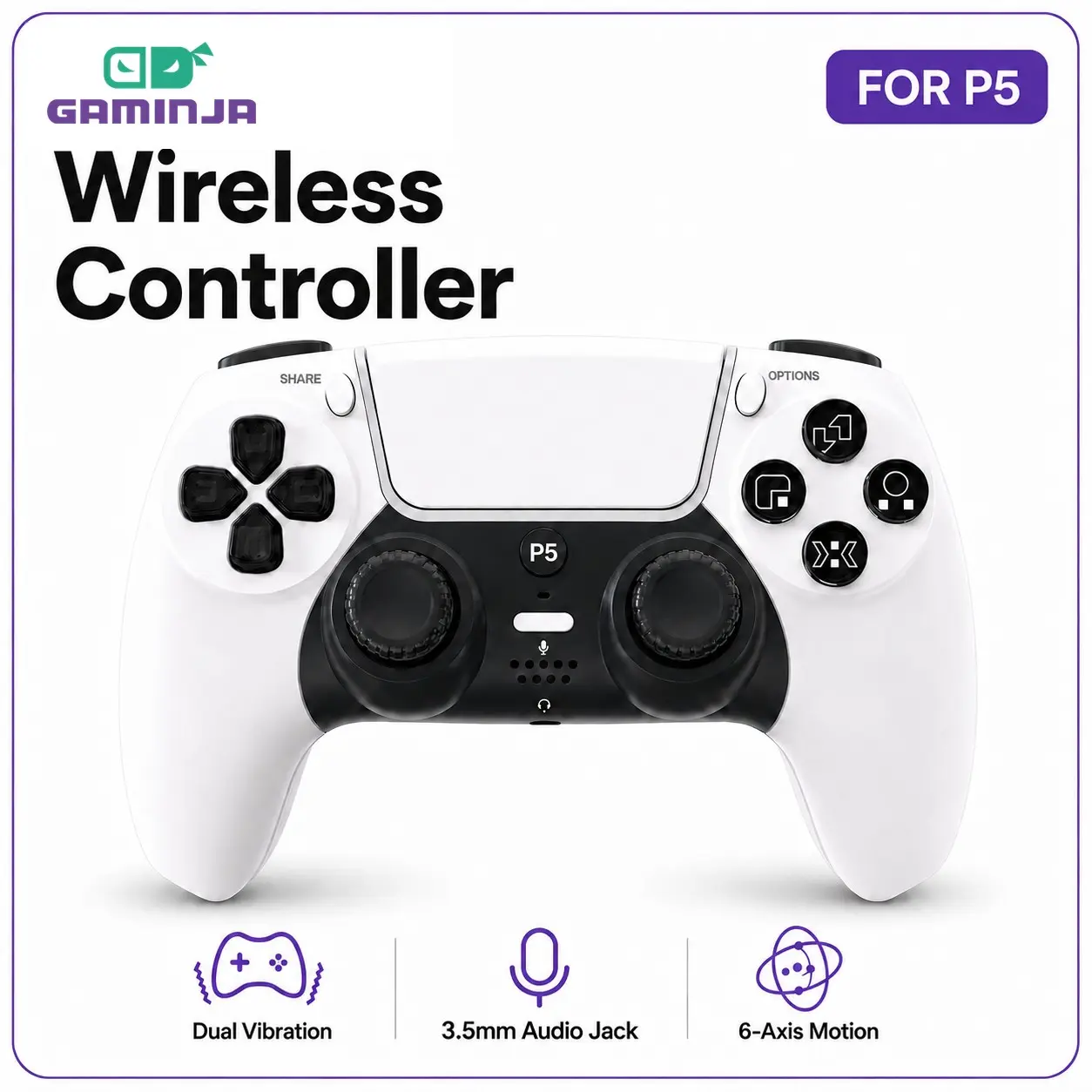Ergonomic Design PS5 Wireless Controller Handheld Precision Gamepad With UFace Near Contact Cross Key, Dual Shock Vibration and 6-Axis Motion Control, Ideal for Immersive Gaming, Wireless Game Controllers, playstation accessories, Console Accessories