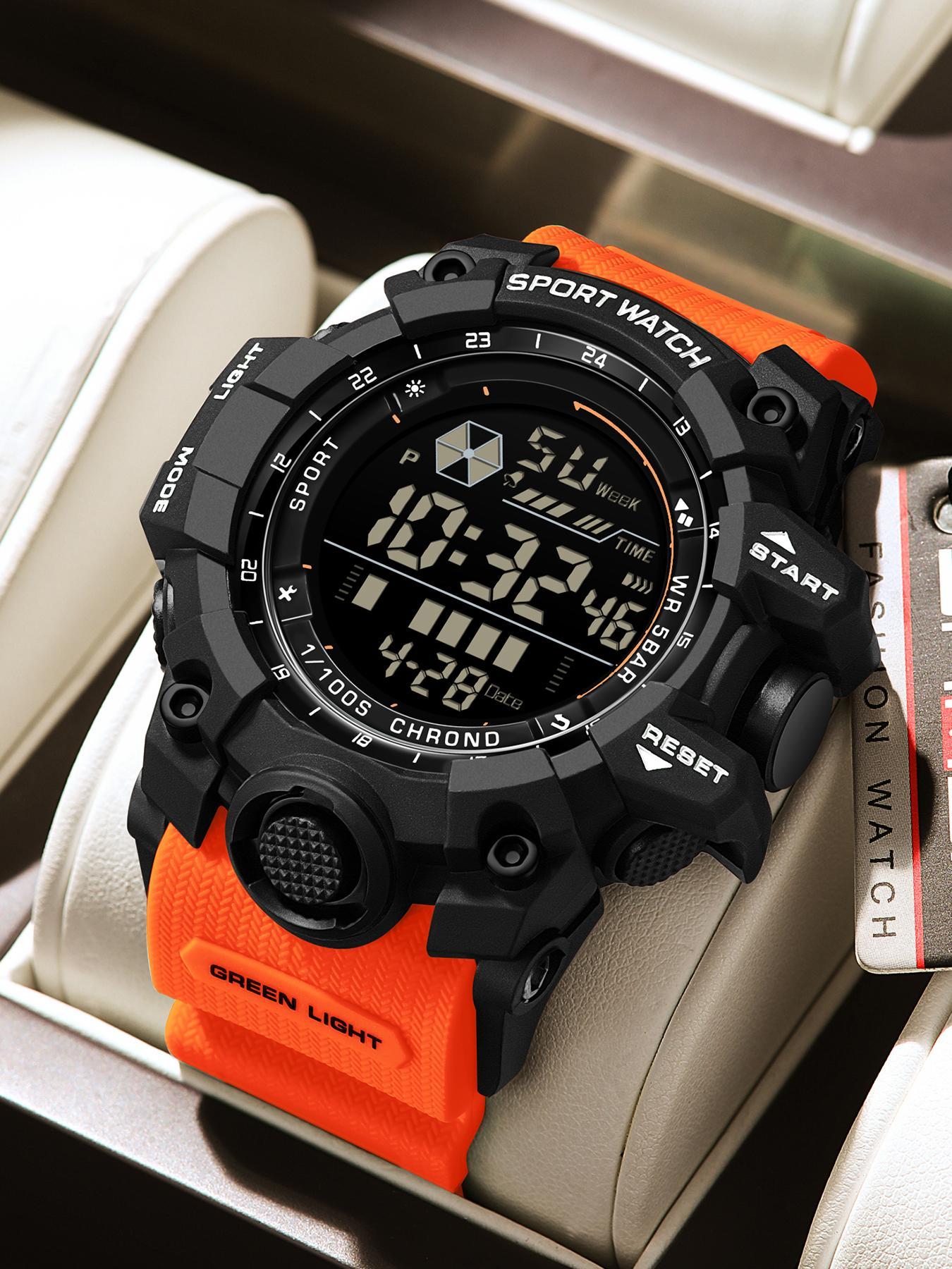 Men's Sportive Digital Watch, Fashionable Digital Watch with Luminous Dial & Alarm Mode, Modern Waterproof Watch, Water Resistant Watch with Digital Display for Men, Sporty Waterproof Watch, Sports Digital Watch, Fashionable Stylish Watch
