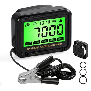 Waterproof Digital Tachometer Hour Meter Replaceable Battery Pulse RPM Gauge for Small Engine Chainsaw Motorcycle Lawn Mower Dirt Bike Boat Marine UTV
