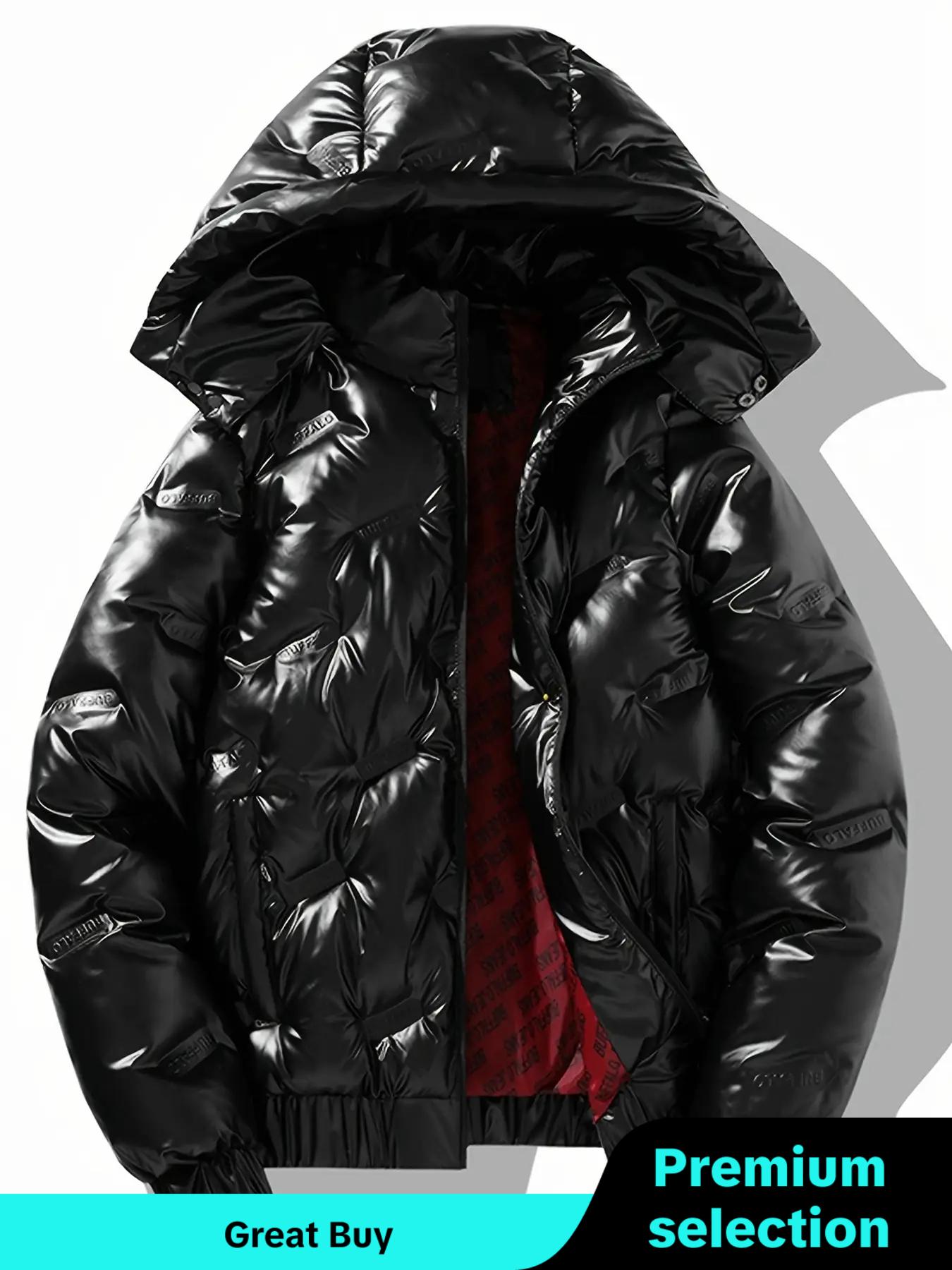 Men's Solid Zip Up Detachable Hood Jacket, Regular Fit Casual Long Sleeve Pocket Zipper Outerwear for Fall & Winter, Men's Clothes for Daily Wear