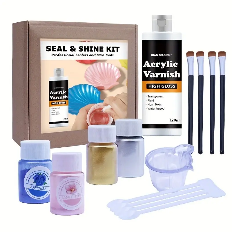 23pcs/set Glitter Colorable Acrylic Gloss Sealer Varnish Mica Powder Kit -Colorable Glitter Gloss Sealer Kit, Glitter Colorable Acrylic Gloss Sealer Varnish Mica Powder Kit, Resistant to Fading, and complete drying, Crafting Supplies