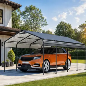 ARCH Heavy Duty Metal Carport - 12x20 FT Large Size Outdoor Patio All-Weather Galvanized Steel Roof Canopy, Sun Protection UV Protected Shelter for Car/Boat Storage, Anthracite Water Resistant Gazebo, 240.00Wx144.00Dx105.84H in