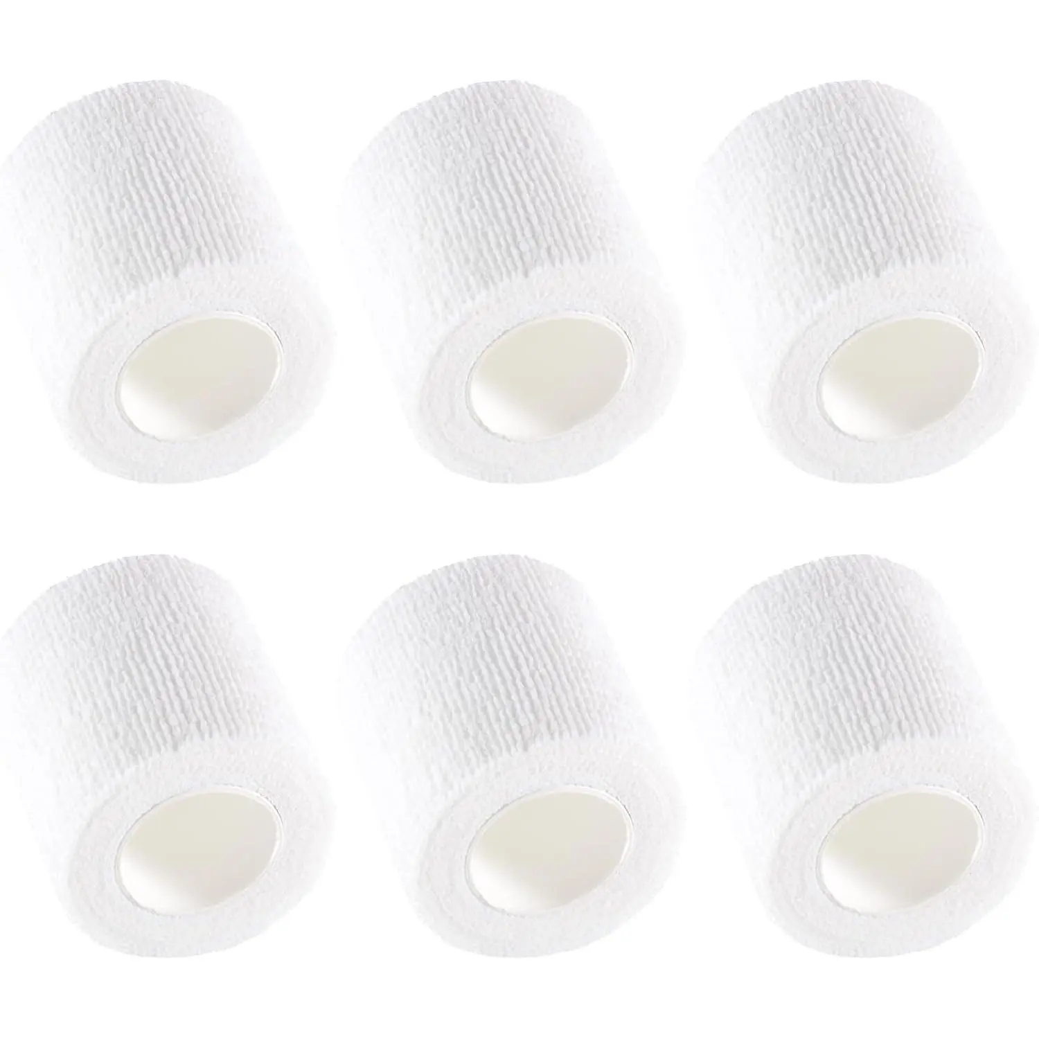 6 Rolls Self Adhesive Bandage Wrap 2 Inch, White Color Elastic Athletic Tape, Vet Wrap, Wrist Tape, Small Bandage for Kids, Fingertip, Dog, Pets