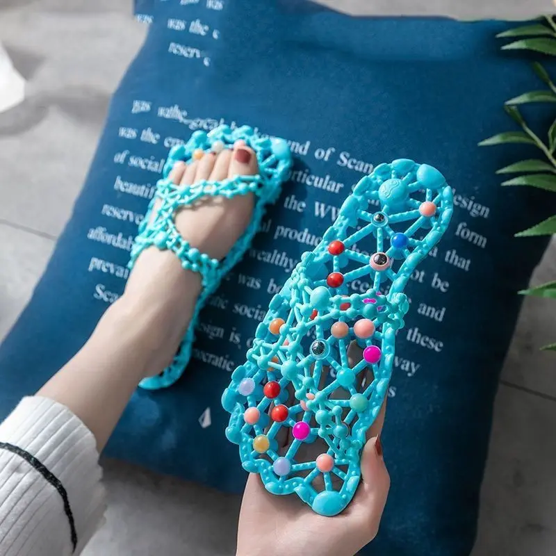 Women's Summer Bathroom Slippers, Anti-Slip Indoor Shower Shoes, Breathable Mesh, Breathable Nonslip, Foot Massage, Quick-Dry, Ideal for Dorms and Home, Anti Slip Slides
