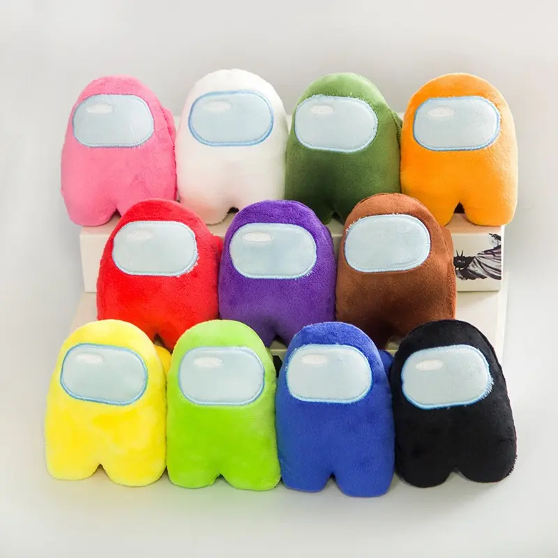 Among Us Complete 10 Colors Crewmate Plush Toy Full Set Game Character Stuffed Doll Pink White Green Orange Red Purple Brown Yellow Light Green Blue Black Mini Astronaut Figure Soft Flannel Cute Game Plushies Gift For Kids Teens Boys Girls Bedroom Sofa De