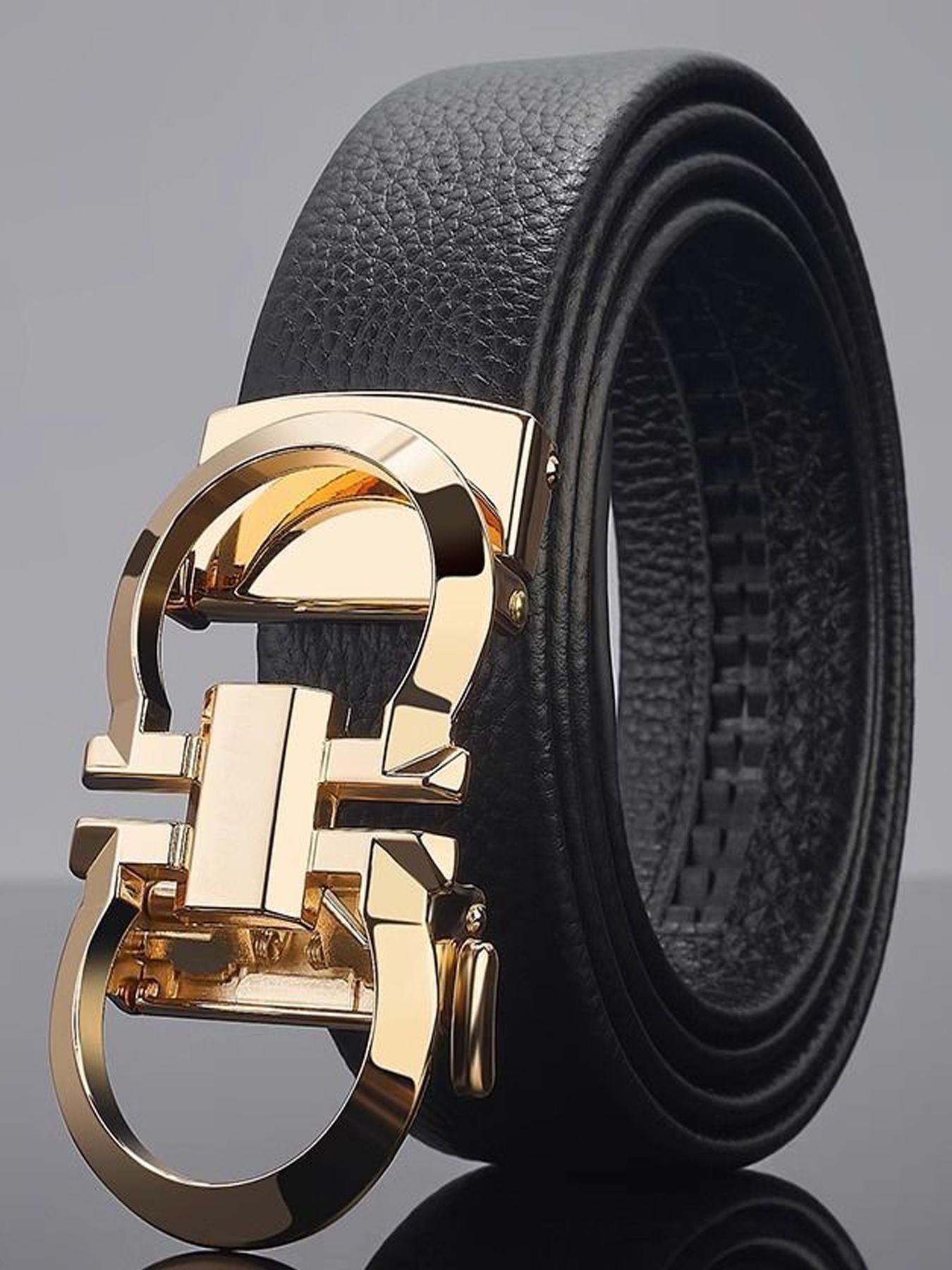 2026 New Arrival Men's PU Leather Belt, Automatic Buckle Business Casual Belt, All-Season Textured Design Men's Belt, Belt with Buckle
