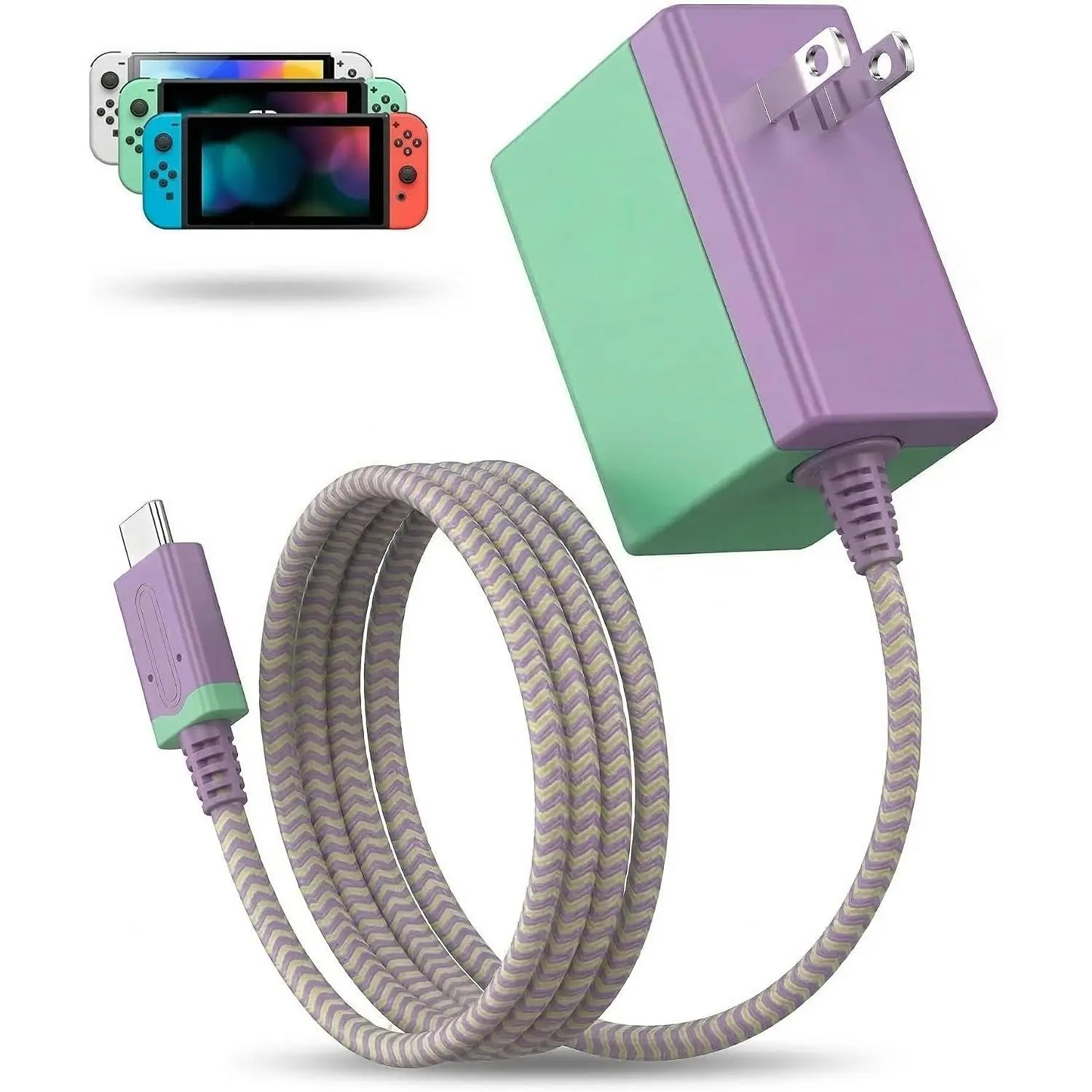 39W Charger for  , 15V 2.6A AC Adapter   with 5FT USB-C Cord, Compatible with  Lite, OLED, Steam Deck, Support TV Mode (Green/)
