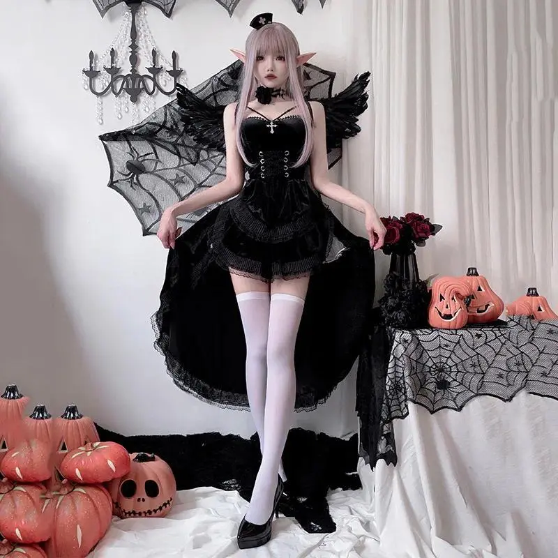 European and American Diablo Gothic Halloween Costume Ladies Dress Dovetail Witch Vampire Bride Performance Costume